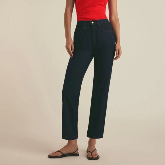 Favorite Daughter Valentina‎ Super High Rise Straight Jeans Manchester Dark 25 - Picture 1 of 8